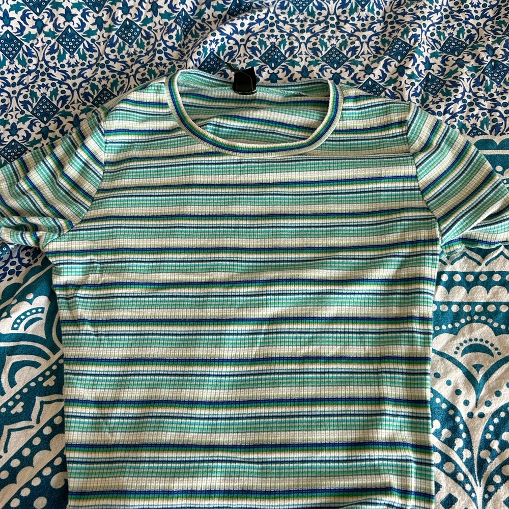 Blue striped crop top